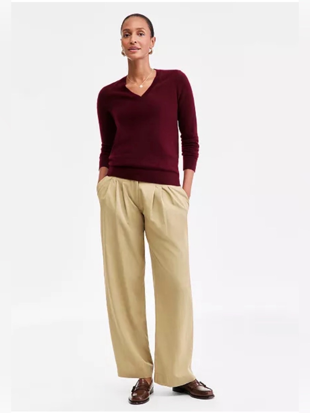 Charter Club Luxury 100% Cashmere V-Neck Sweater Burgundy Size M